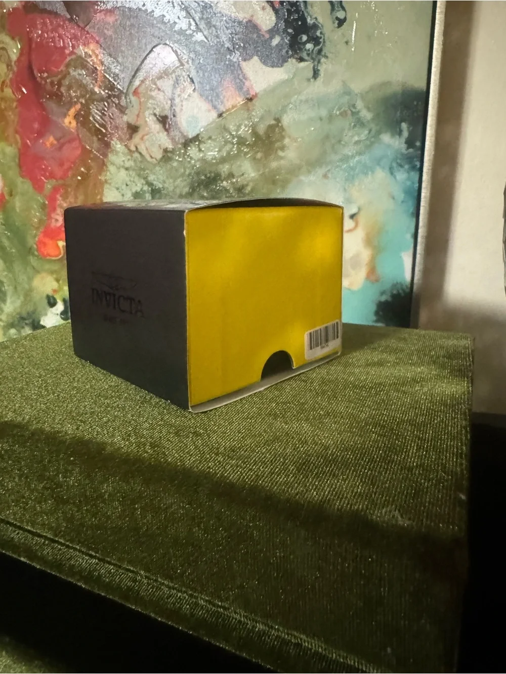 Invicta Silver Tone Watch with Yellow Accent Box